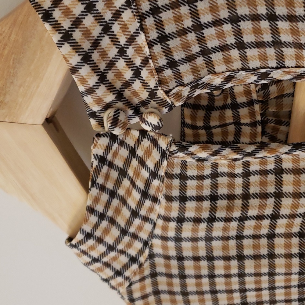 A New Day Sheer/Lightweight Plaid Mock Neck Top With Bell/Flair Sleeves - Picture 4 of 9